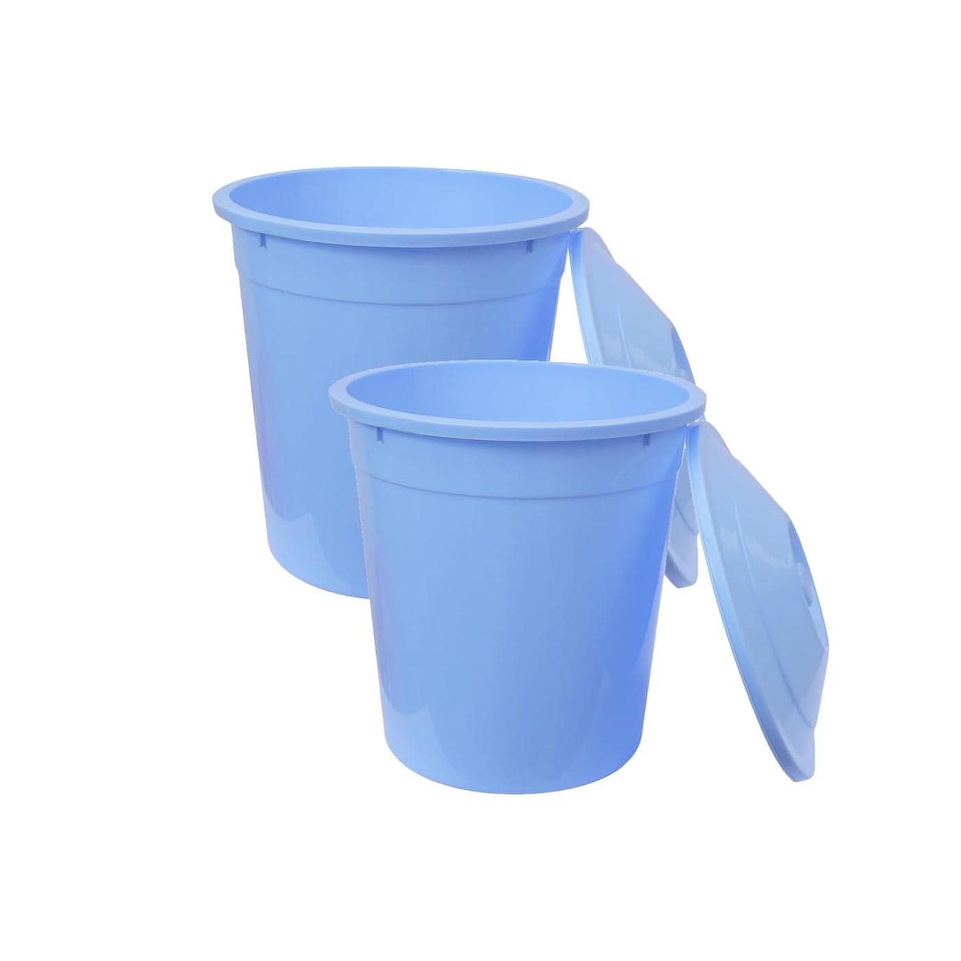 ZORROW MART Dustbin Waste Paper Bin Garbage Bin Trash Bin For Home Kitchen Office With Lid 12 Liter 2 Pc Set Blue