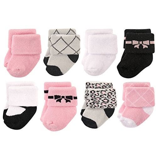 Hudson Baby Unisex Cotton Rich Newborn and Terry Socks, Bows, 0-6 Months US