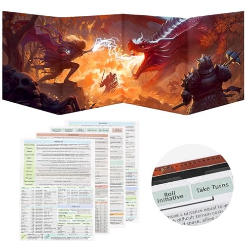 DND DM Screen Dungeons and Dragons Master Screen Leather4 WetErase Function PocketsDND Game Accessories for TRPGwith 4 Panels Master Screen Inserts Screen A