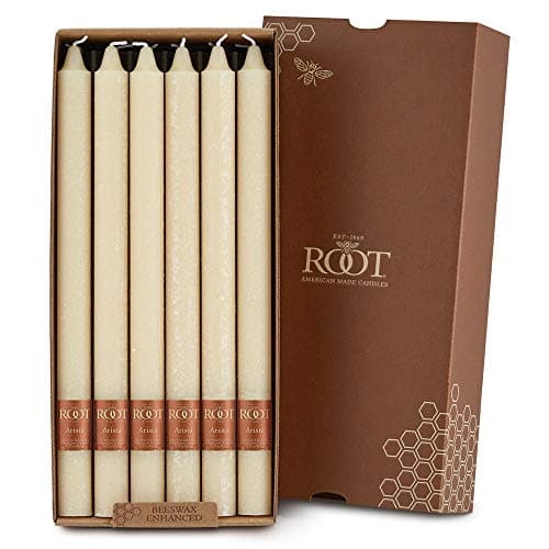 Root Candles Unscented Dinner Candles Premium Beeswax Blend Boxed Candle Set, 12-Inch, Buttercream, 12-Count