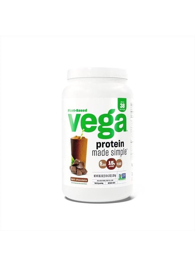 Protein Made Simple, Dark Chocolate - Stevia Free Vegan Protein Powder, Plant Based, Healthy, Gluten Free, Pea Protein for Women and Men, 2.3 lbs (Packaging May Vary)
