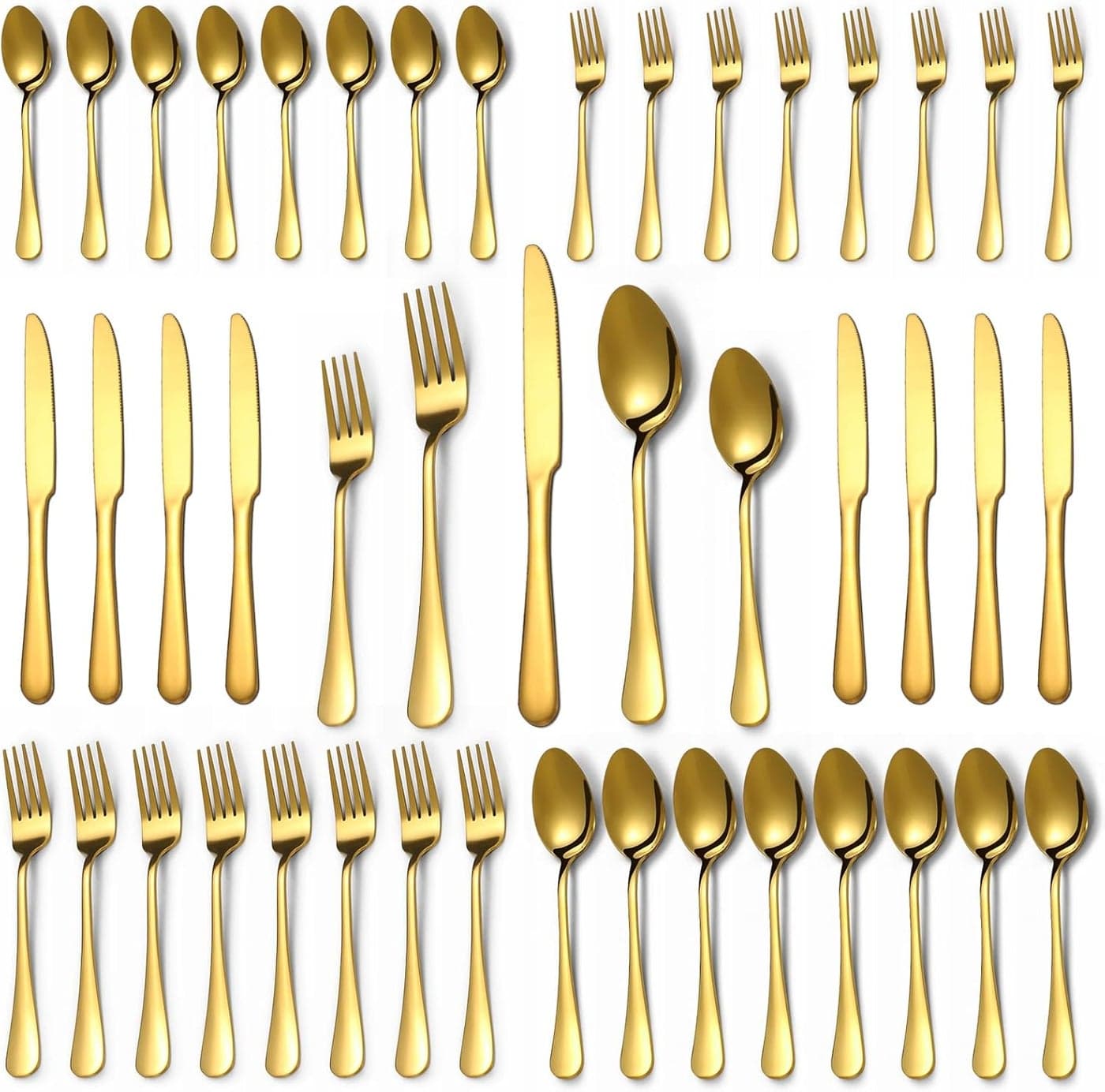 Lazycorner 40 Pcs Gold Silverware Set for 8 Food Grade Stainless Steel Flatware Set Include ForkKnifeSpoon Mirror Polished Eating Utensils Sets Reusable Silverwear Cutlery Set Dishwasher Safe