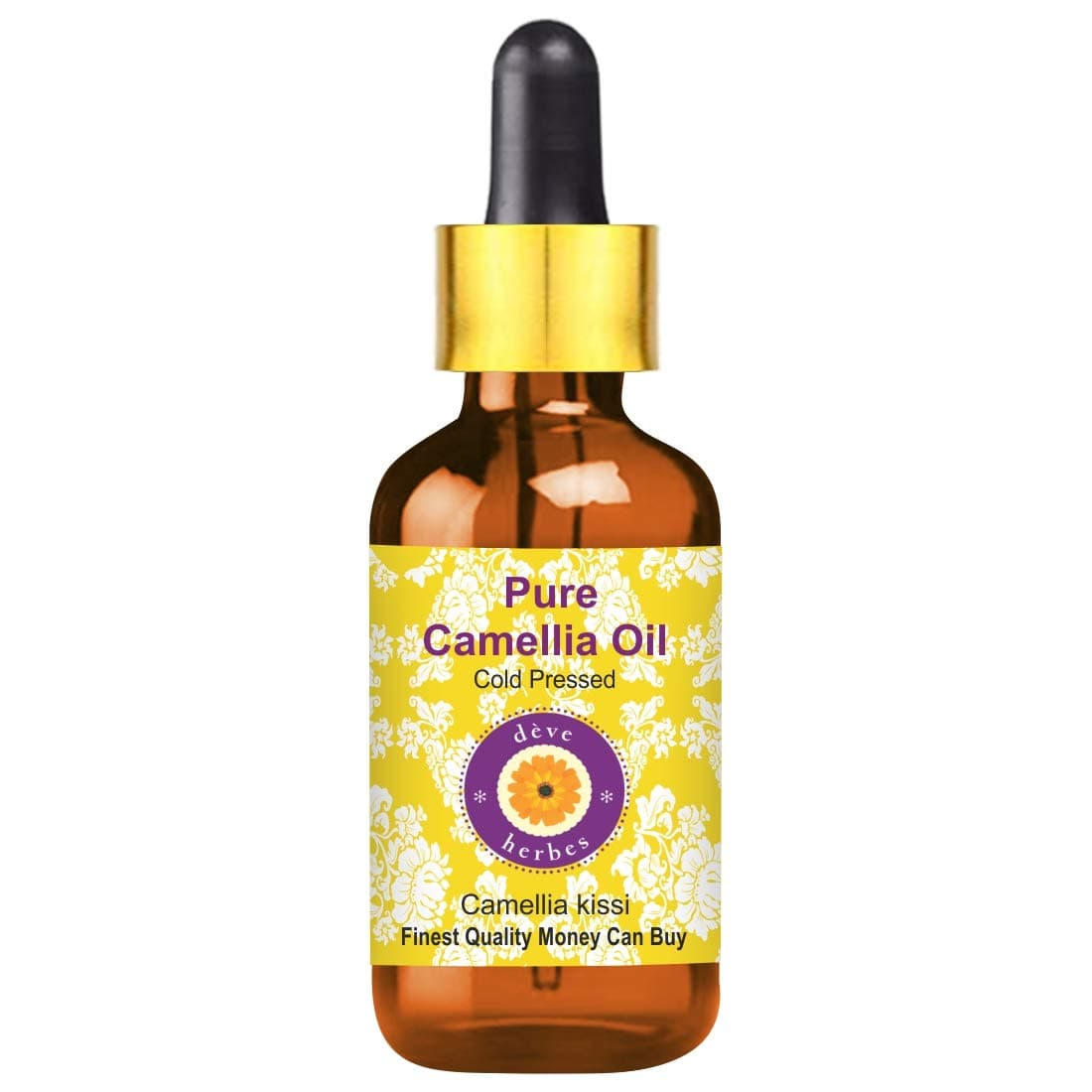 Deve Herbes Pure Camellia Oil Camellia Kissi with Glass Dropper 100 Natural Therapeutic Grade Cold Pressed for Personal Care 100 ml