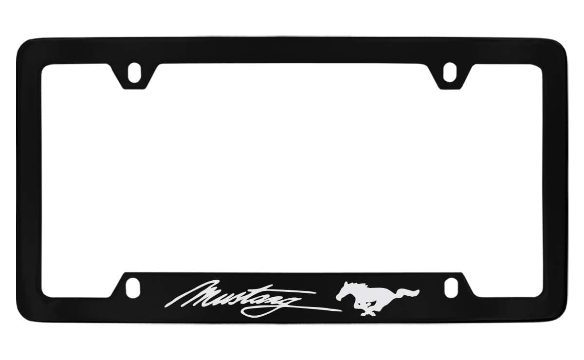 Ford Mustang License Plate Frame Holder 4 Hole BlackBottom