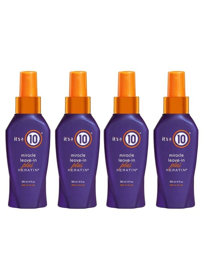 Miracle Leave-In Plus Keratin Spray, 4 fl. oz. (Pack of 4)