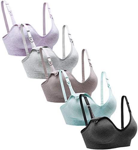 Suekaphin Nursing Bra 5pack Wireless Deep V Neck Maternity Nursing Bra Bralette Sleeping Breastfeeding with ExtendersXLargeSORT CCA