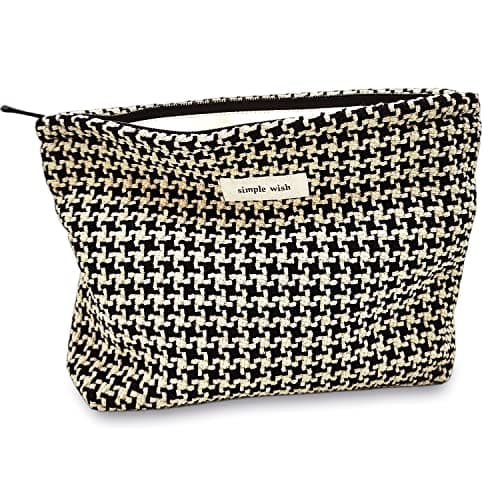 STARDW Parallel Checkered Makeup Bag Cute Cosmetic Bags for Women Girls, Travel Toiletry Bag Large Capacity Zipper Makeup Pouch, Purse Organizer Pouches(Checkered)