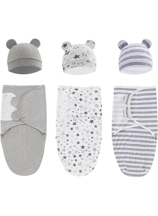 Baby Swaddle Sleep Sacks with Hat,3Pack Newborn Swaddle Sack, Baby Swaddles Sleep Sack 0-3 Months, Wearable Blanket Baby, Baby Swaddle Blanket Wrap, Swaddle Sack, Easy Change Swaddle (Style B)