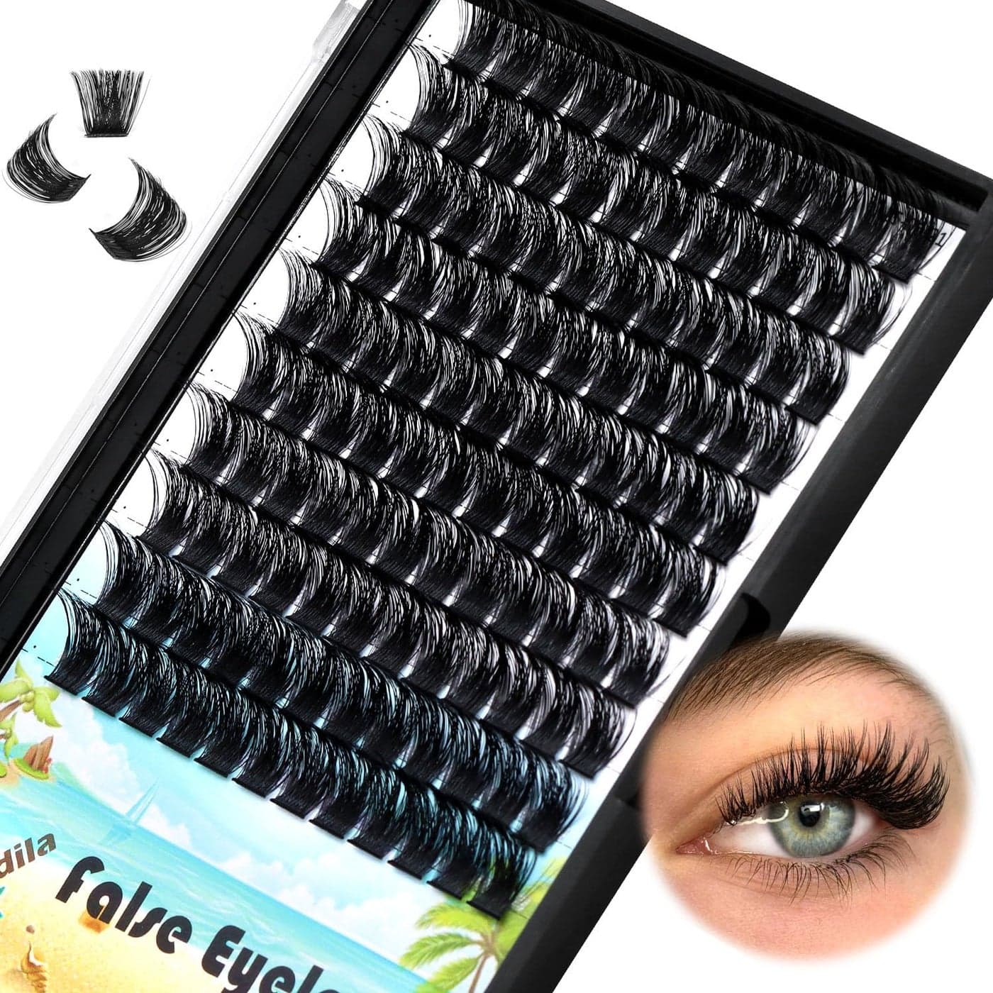 Dedila Large Pack 820mm to Choose D Curl Cluster Eyelash Extensions D Curl Wide Stem Individual False Eyelashes Dramatic Volume Eye Lashes Set Home DIY Lashes 12mm