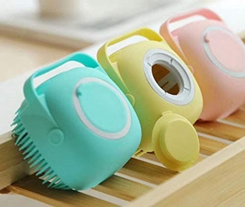 SHIV Silicone Bath Brush with Hooks Baby Showers Silicon Cleaning Brushes Massage Skin Scrubber Can Fill Shampoo (Multi Colour) (Brush)