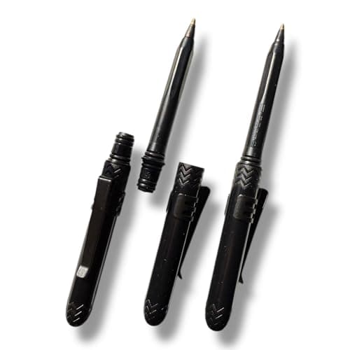 The USA Made Pocket Pen 3 Pack with metal clips compact affordable lightweight EDC black ink ballpoint pen mini pen that is waterproof and floats carries small writes big Black