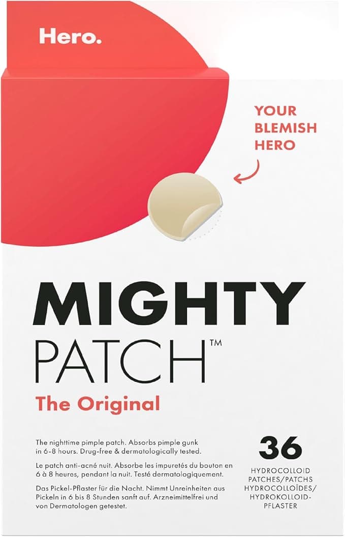 Mighty Patch Original Spot Patches by Hero Cosmetics Day Night Time Acne Treatment Clear Spot Remover Hydrocolloid Patches Anti Acne Dots Spot Treatment Pimple Stickers 36 Patches