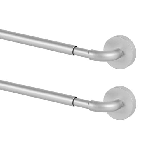 TYRON 2 Pack Magnetic Curtain Rod for Metal Doors Adjustable 30-40 Inch, 3/8 in. Diameter, French Door Magnetic Curtain Rods, Magnetic Cafe Rod(Nickel)