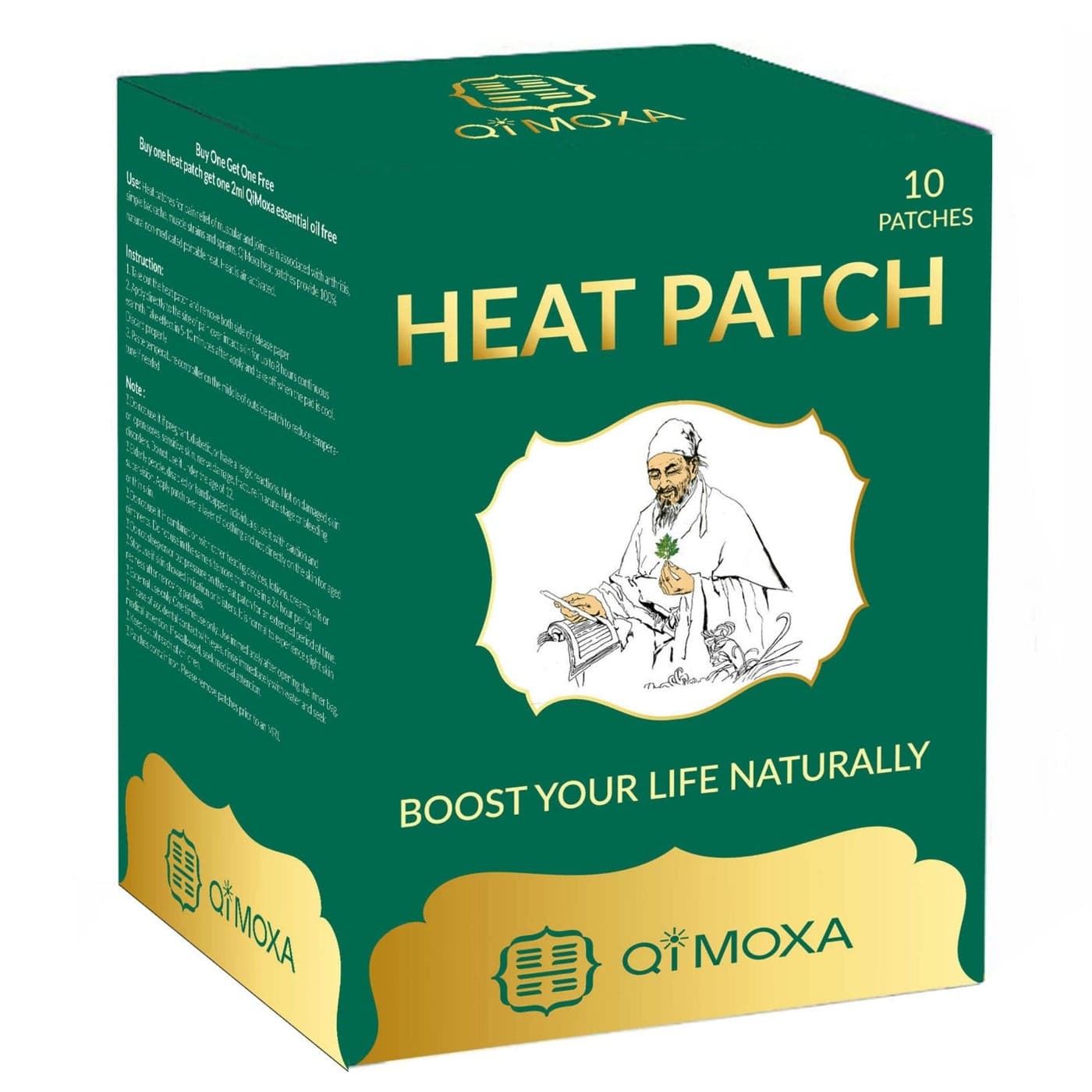 QiMoxa Natural Heat PatchNeck Shoulder Back Elbow Joint Muscle CrampsMoxibustion Vital Energy Heating Pads Penetrate DeepFast Acting PacksLong Lasting Patches10PCS