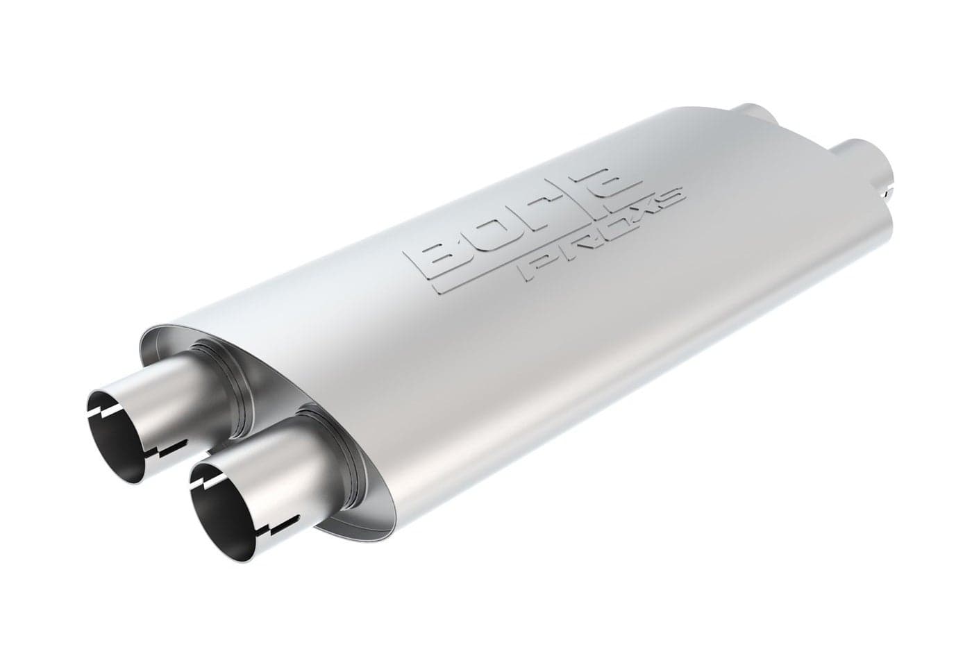 BORLA 400493 ProXS ProXS Muffler 25 Dual Inlet 225 Dual Outlet 4 x 95 Oval 19 Long Body 24 Overall Length Internal XPipe Universal Part Reversible Design Notched Necks