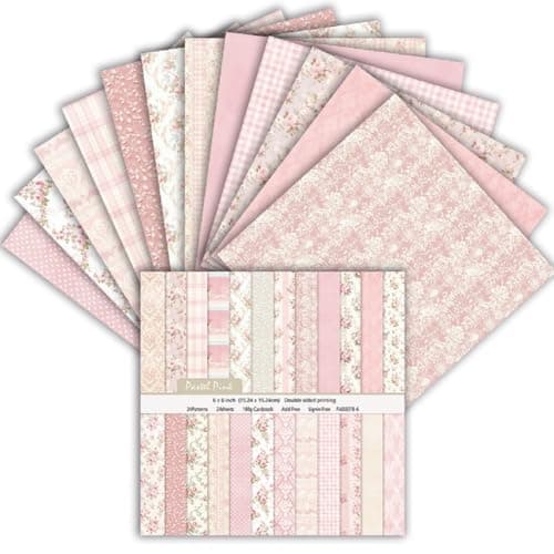Pink Flower Scrapbook Paper 6x6 Inch 24 Sheets DoubleSided Spring Patterned Scrap Crafting Paper for Holiday Cardmaking DIY Album Origami Art Journaling Supplies