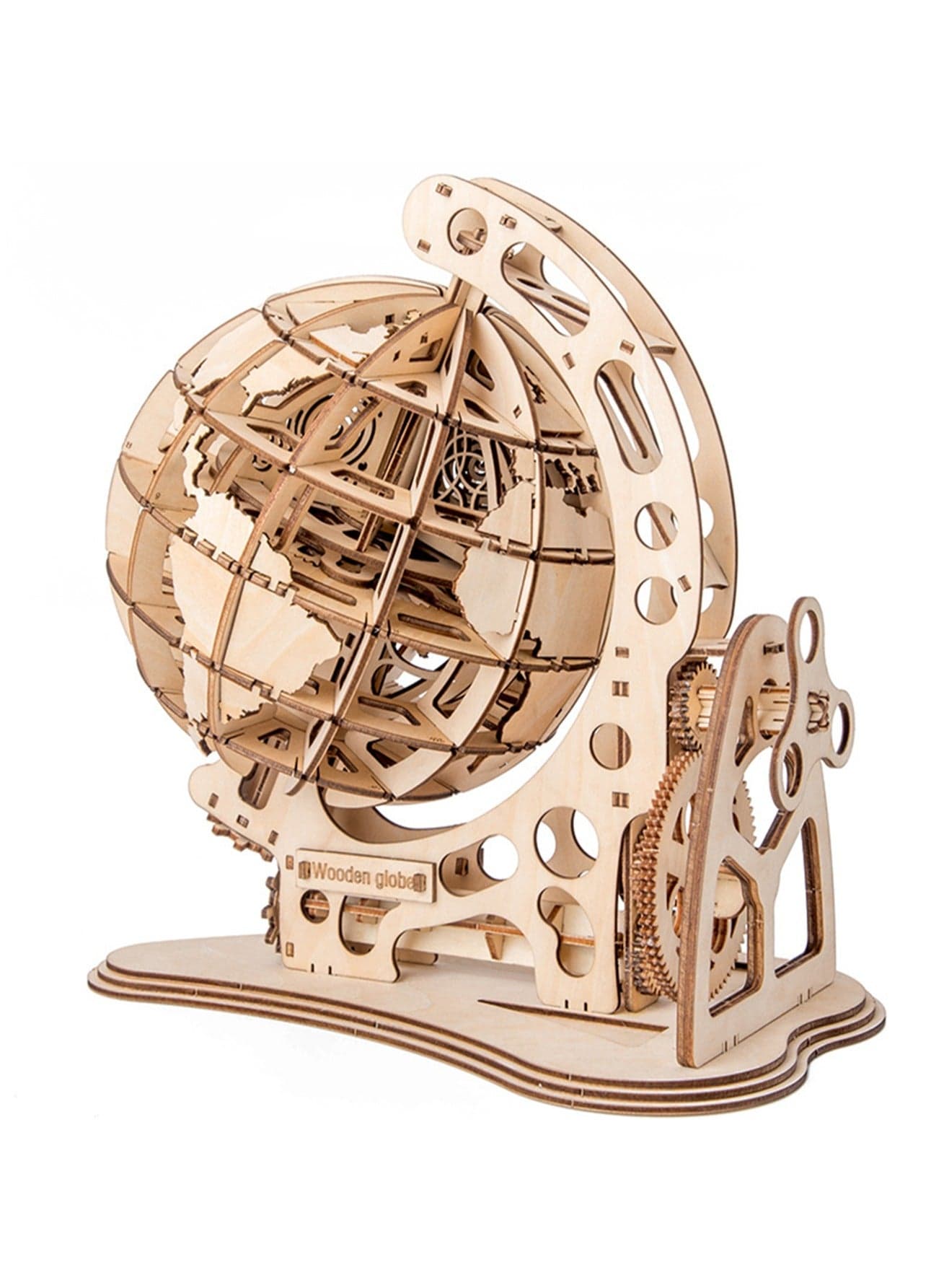 Wooden Simulation Ornaments 3D Assembled Globe Creative DIY Three-dimensional Assembly Crafts Mechanical Transmission Model Children's Toys Gifts