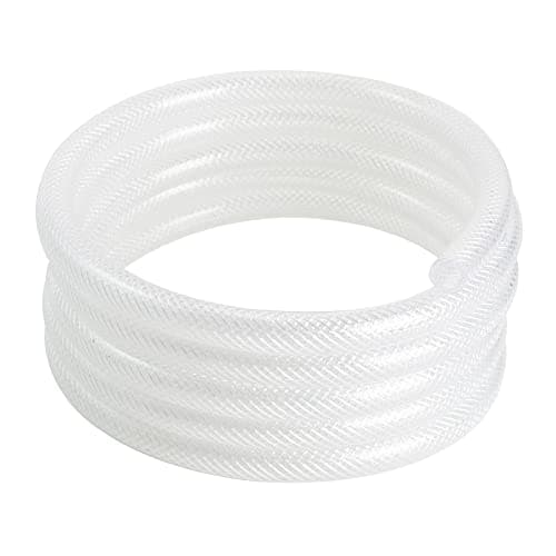 Geowaky 1/2’’ ID × 3/4’’ OD - 25 ft Clear Braided Hose Plastic Vinyl Tubing,High Pressure Flexible Reinforced PVC Tube for Transfer Water Air Oil, BPA Free & Non-Toxic