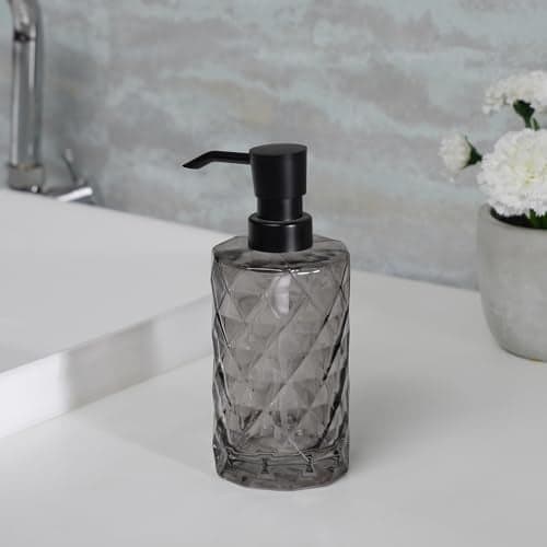 Pure Home + Living Black Prism Texture Glass Soap Dispenser