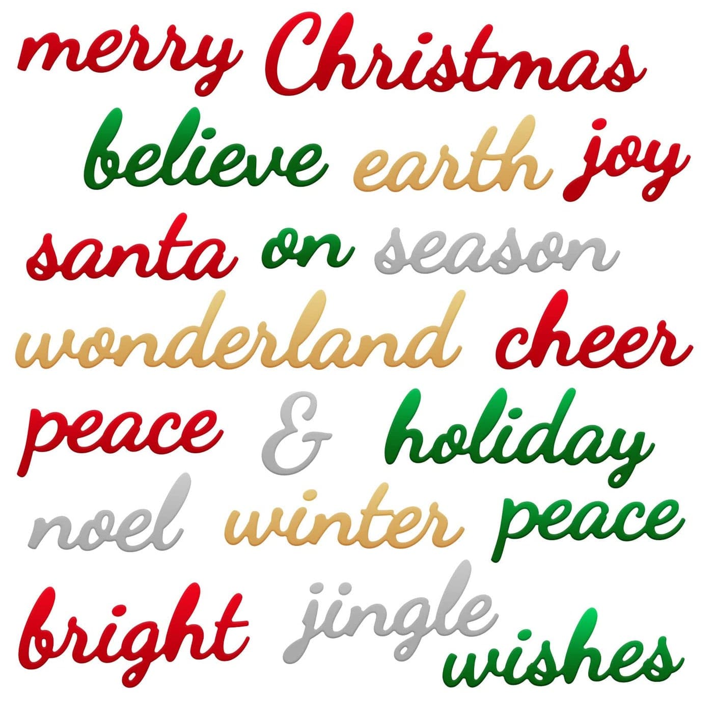 Cunhill 19 Pieces Christmas Metal Cutting Dies Holiday Words Embossing Cutting Dies Carbon Steel Script Stencils for DIY Scrapbooking Card Crafts Classic Style