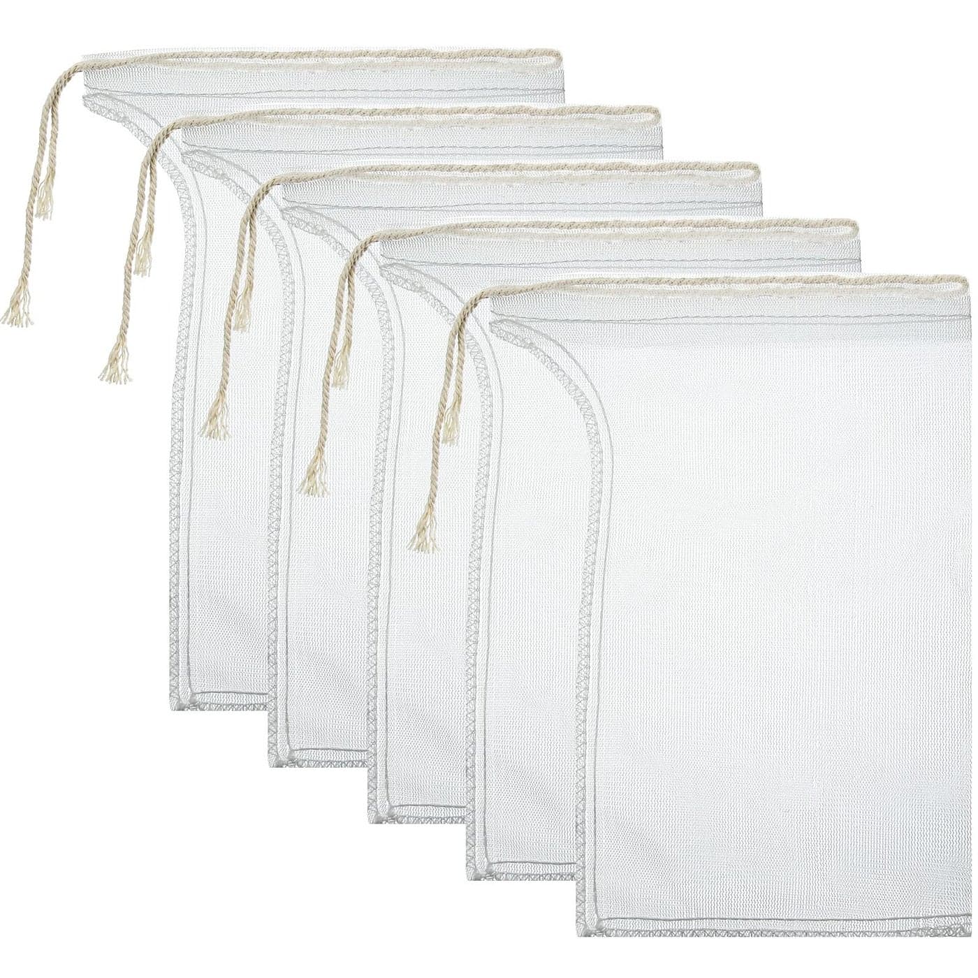 Shappy Compost Tea Bag Pump Strainer Mesh Filter Bag with Drawstring 600 m for Prevents Clogging During The Straining Process5 Pieces23 x 16 cm