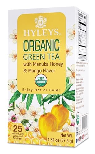 Hyleys Organic Green Tea Manuka Honey and Mango Flavor - 25 Tea Bags