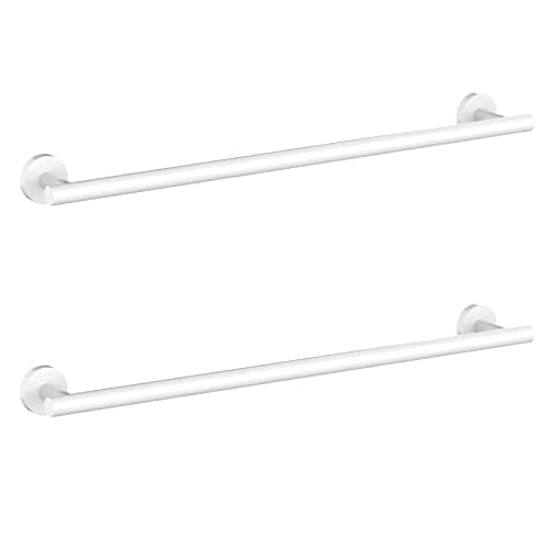 Cilee 2 Pieces White Bathroom Towel Bar, 24 Inch Double Towel Racks,Bathroom Towel Holder Towel Hanger for Bathroom Stainless Steel Wall Mount
