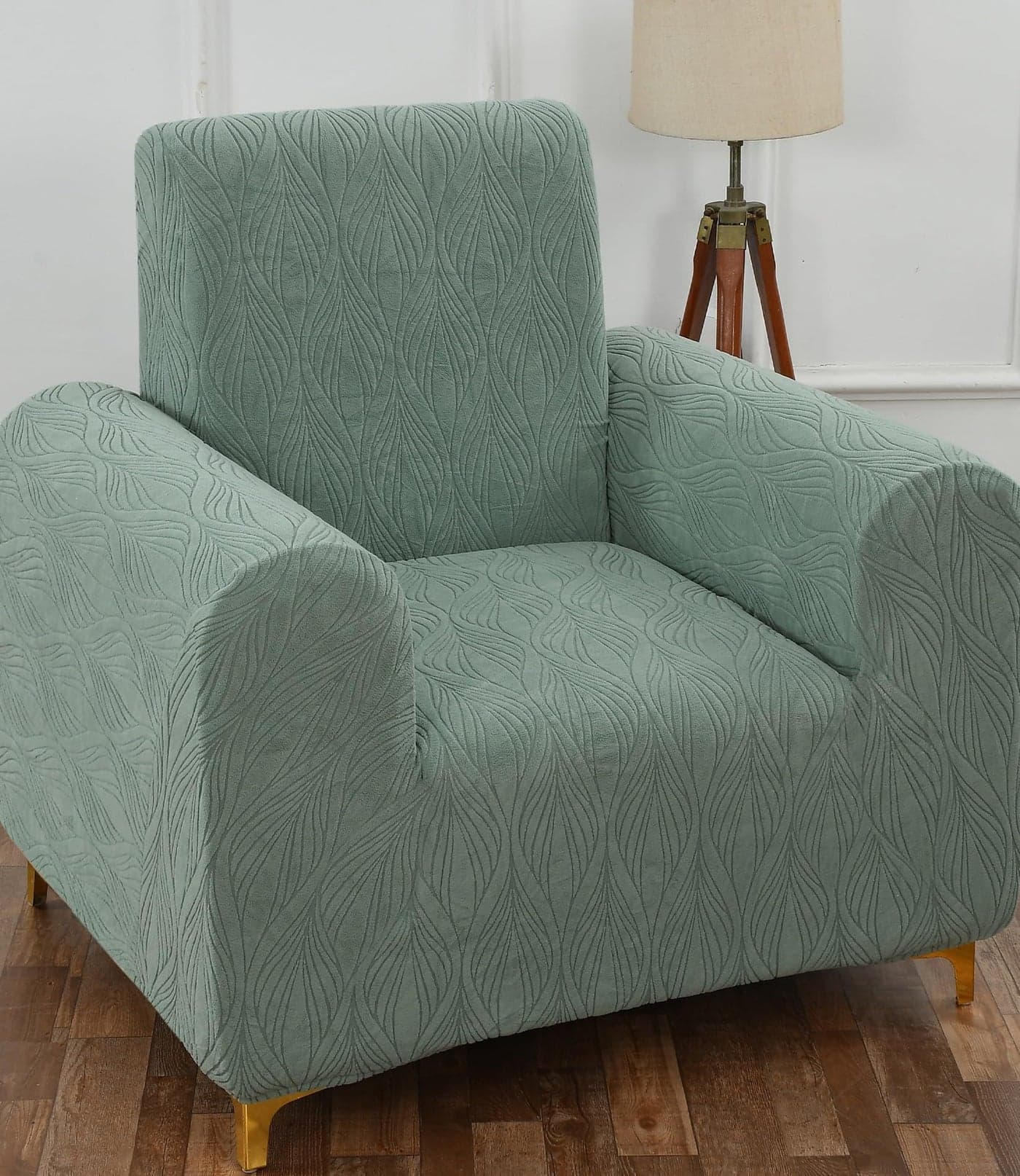 Yellow Weaves 1 Seater Stretchable Sofa Cover, Elasticity Slipcover for Couch Protector Stretchable Protective Case with Universal Fit - (Botanical Pastel Green)