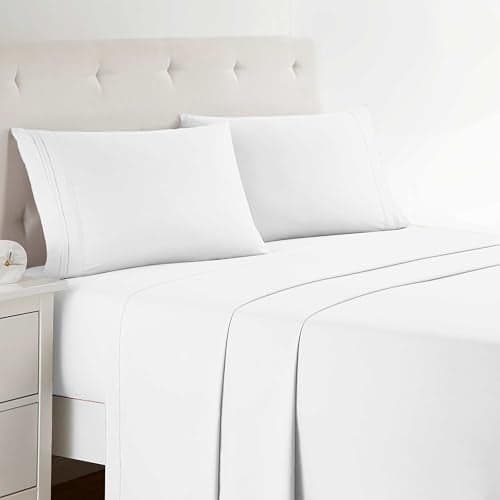 Clara Clark Bed Sheets, Premier 1800 Series 4 Piece Bed Sheet Set, Deep Pocket, Wrinkle, Fade, Stain Resistant, Luxury Soft Bedding Sheets & Pillowcases, Twin-XL, White