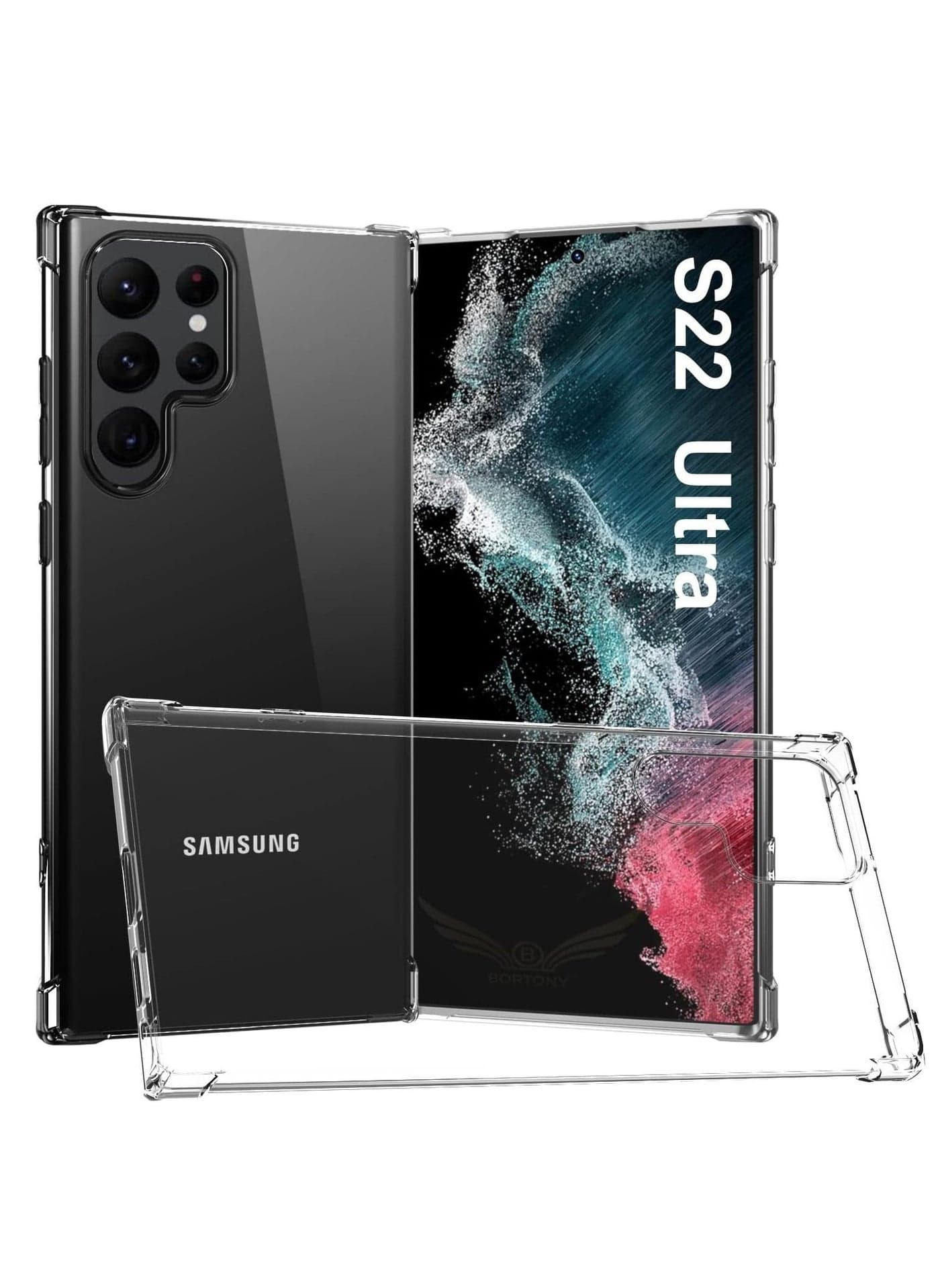 Crystal Clear TPU Bumper Case for Samsung Galaxy S22 Ultra 5G – Air Cushion, Shockproof Protective Cover