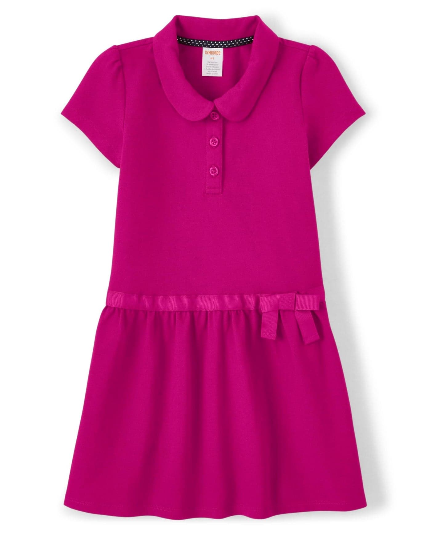 Gymboree,and Toddler Short Sleeve Knit Polo Dress,Fuchsia,4T