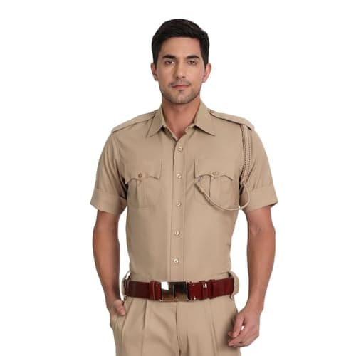 uniformer Khaki Police Half Sleeves Shirt for Men | Men's Durable & Comfortable Uniform | Breathable & Lightweight | Ideal for Police | Easy to Maintain (Khaki_39)