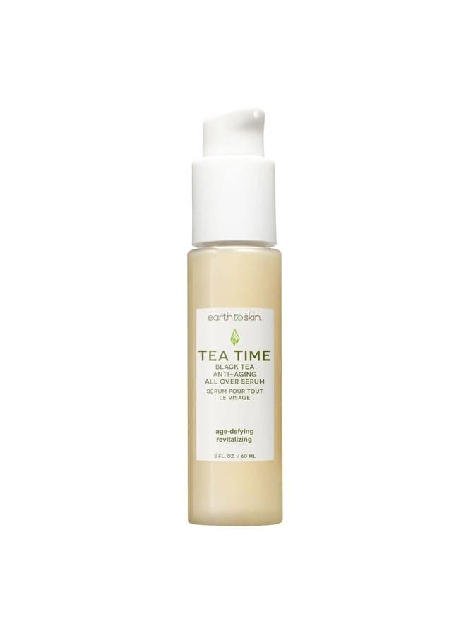 Tea Time Black Tea Anti-Aging All Over Serum with Kombucha, Firm & Hydrate for Face, Neck & Eye Area (2.0 Fl Oz)