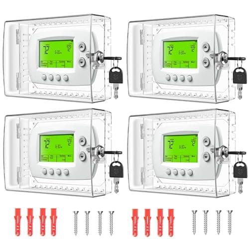 TRJ 4PCS Large Thermostat Lock Box with Key, Clear Thermostat Cover with Lock for Thermostat on Wall, Lockable Thermostat Lock Box Cover, AC Lock Box Cover with Key Fit Thermostat 4"H x6"W or Smaller