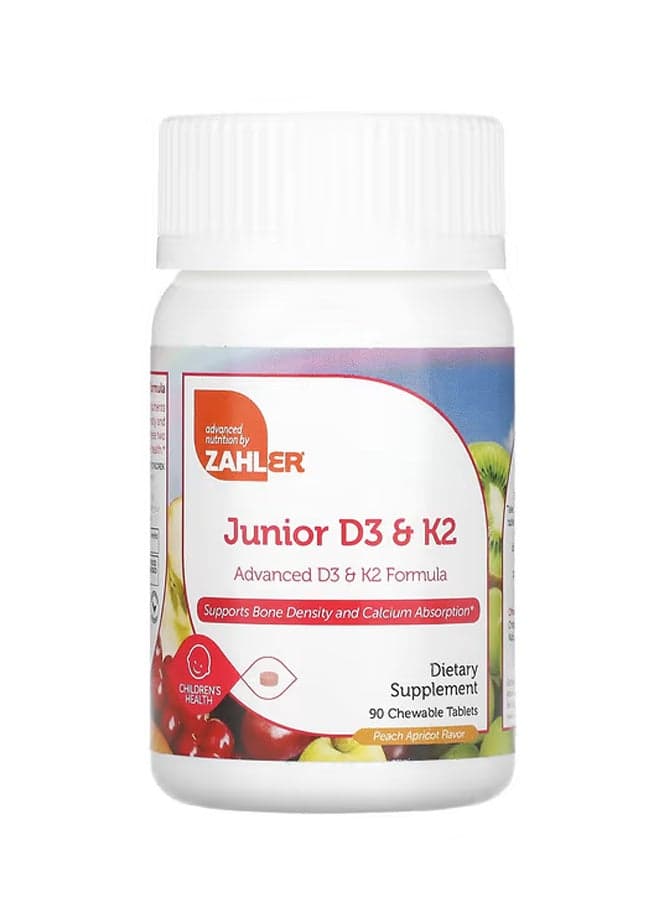 Junior D3 & K2 Peach Apricot 90 Chewable Tablets