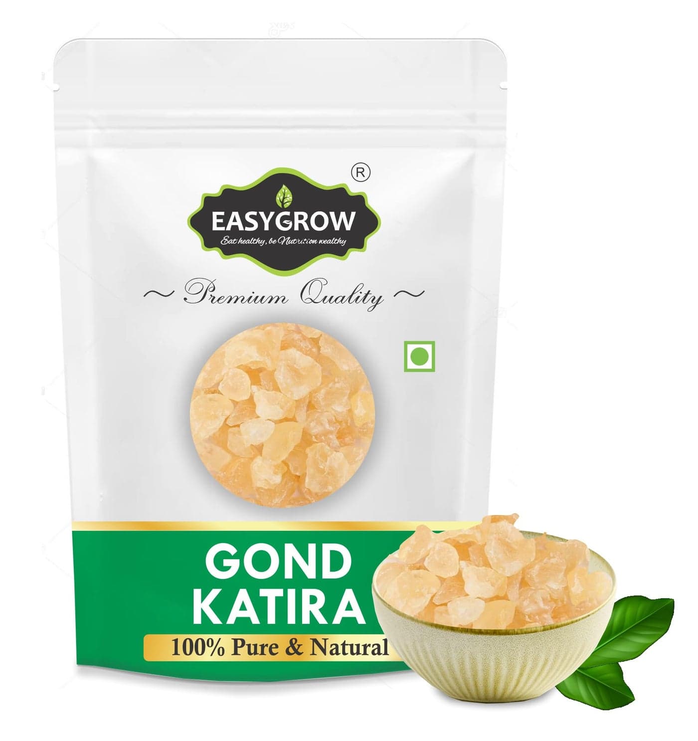 Easygrow Edible Gond Katira Pure - 200 gm, Tragacanth Gum Katira Crystals Badam Pisin Gondh Katira High Cooling Properties, Gond Katira For Summer | Almond Gum