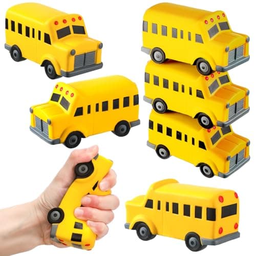 Seenelling 6 Pcs School Bus Stress Toy Gifts Yellow Bus Stress Ball Funny Toy Anxiety Relief Foam Squeeze Balls Appreciation Gifts for Driver Teacher Classrooms Prize Party Favor