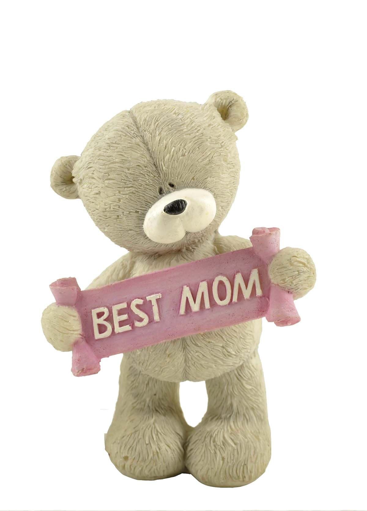 ENNAS Best Mom Bear Figurine Cute Resin Gift for Mom from Daughter or Son Mini Desk Statue for Birthday Thank You New Mother or Everyday Appreciation Decor
