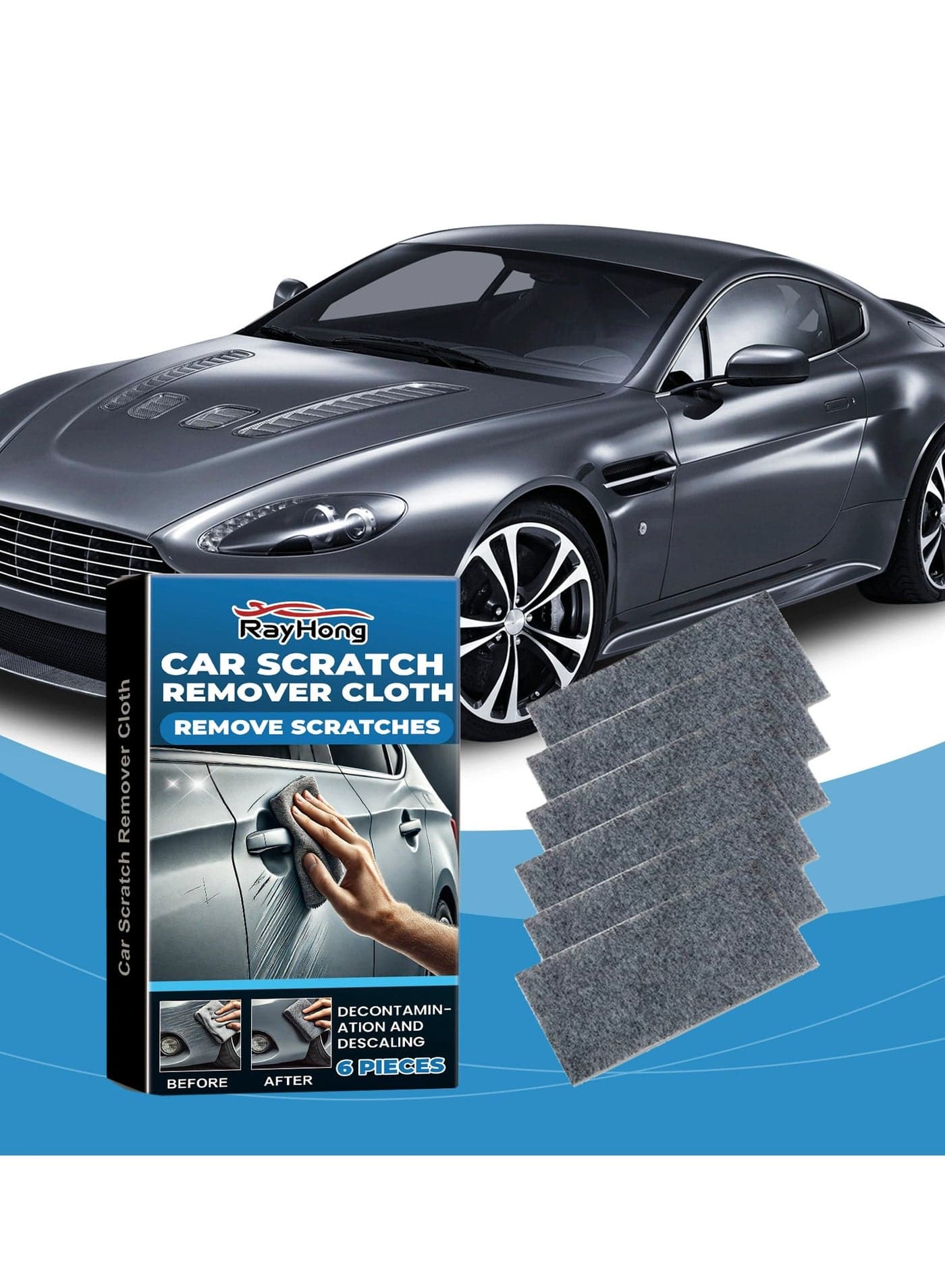 6PCS Car Scratch Repair Cloth, Car Paint, Scratch Decontamination, Polishing, Coating Repair and Curing Cloth