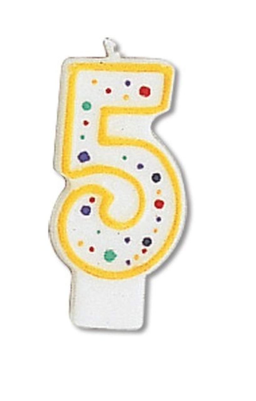 Creative Converting CANDLE4564 Polka Dot 5 Numeral Candle 3Inch x 15Inch