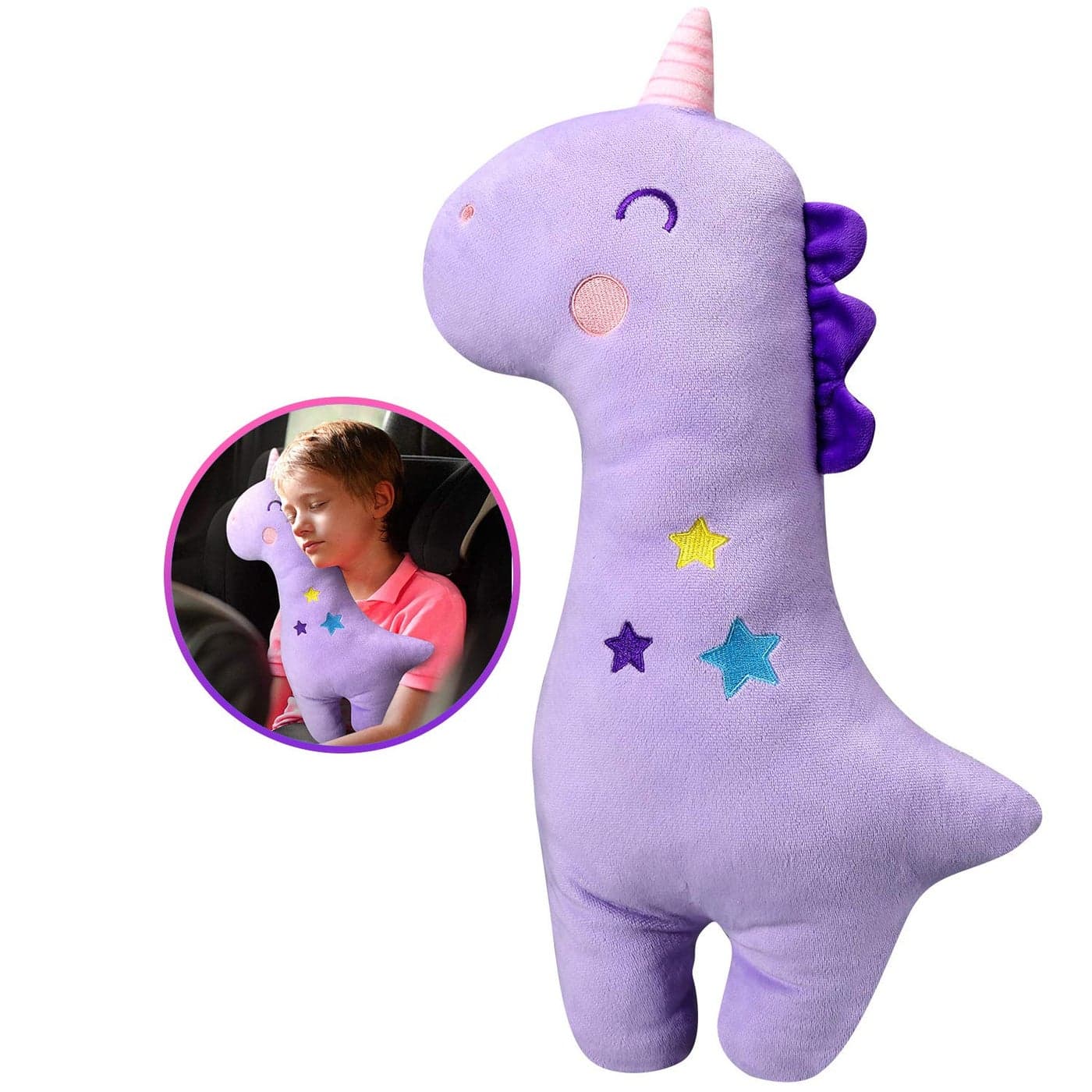 Farochy Unicorn Seat Belt Pillow Kids Cover Vehicle Shoulder Pads Car Seatbelt Cushion for Kids Strap Pillows Animal Travel Purple