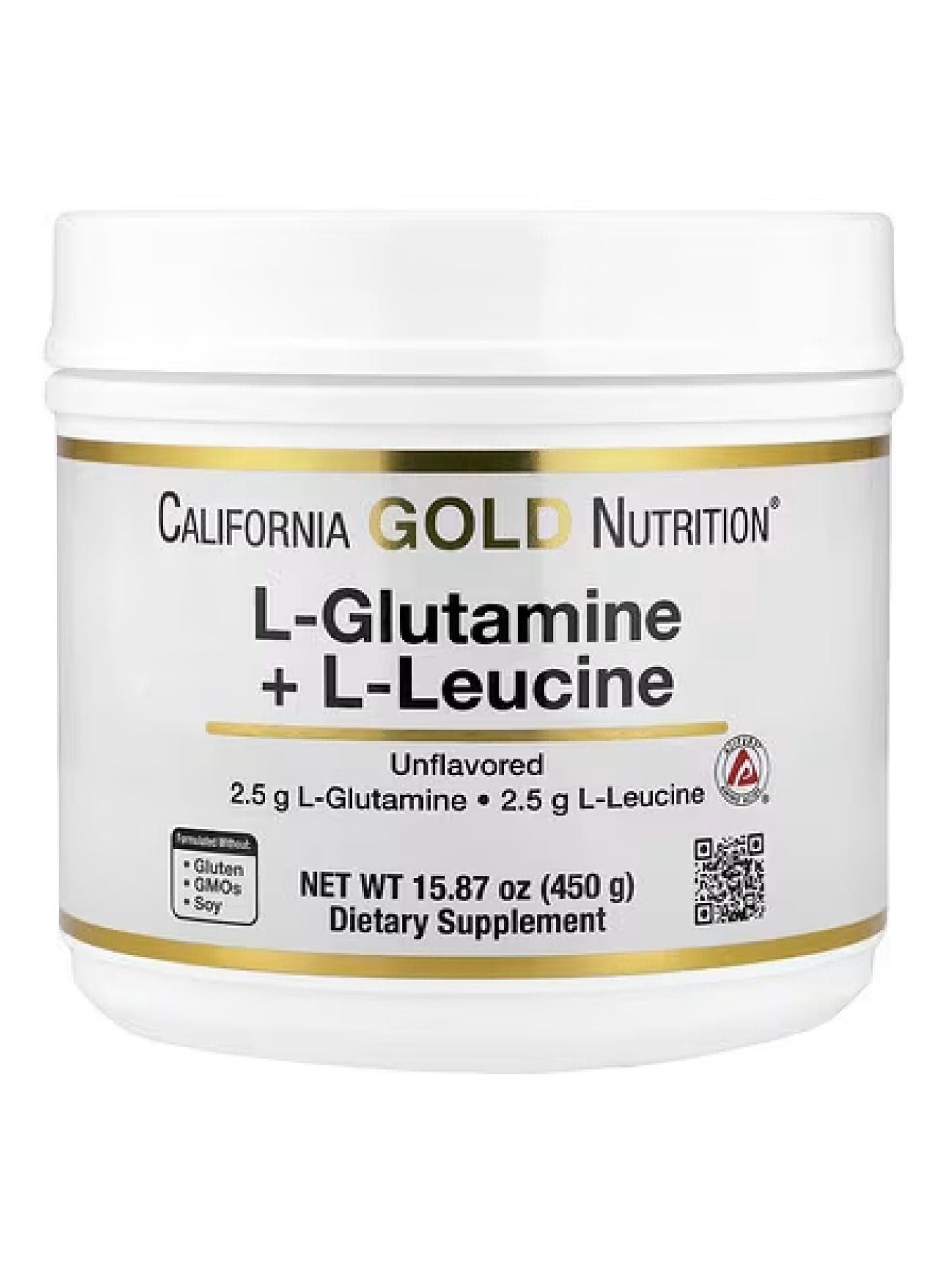 L-Glutamine + L-Leucine, Unflavored, 15.87 oz (450 g)