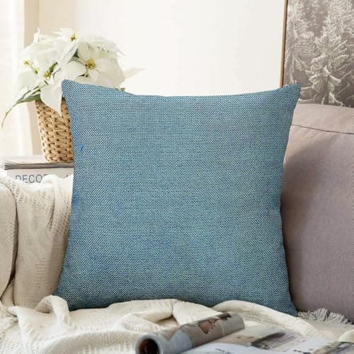 IVAZA Solid Jute Cushion Covers (12X12 Inch),Cushion Covers, Jute Cushion Covers, Sofa Cushion Covers, Diwali Cushion Cover (30X30 Cm) Set of 1 Blue