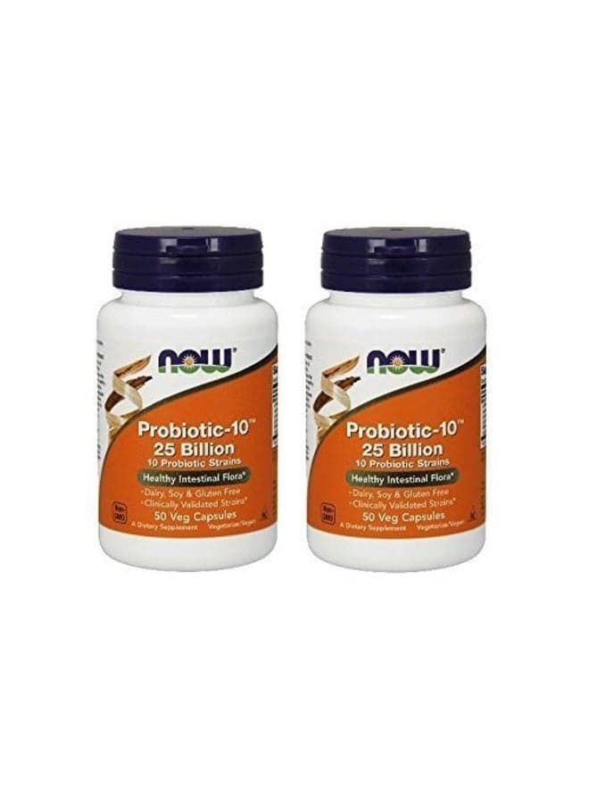 Now Probiotic-10 25 Billion, 50 Count (Pack of 2)
