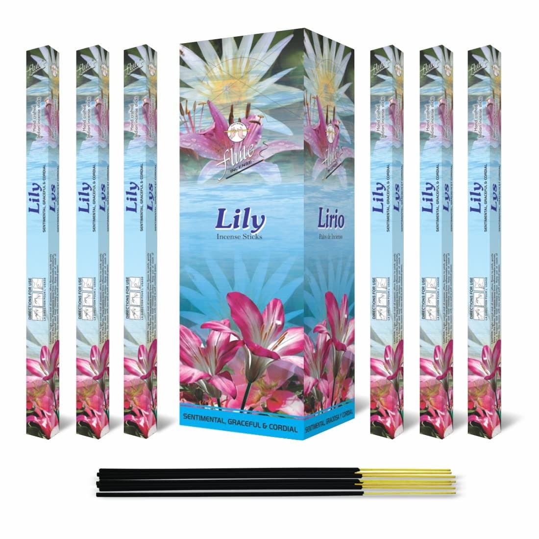 8 B08RW8FPZN FLUTE Lily Charcoal Incense Sticks Natural Incense Organic Home Fragrance Agarbatti Square Pack 200 Sticks Total