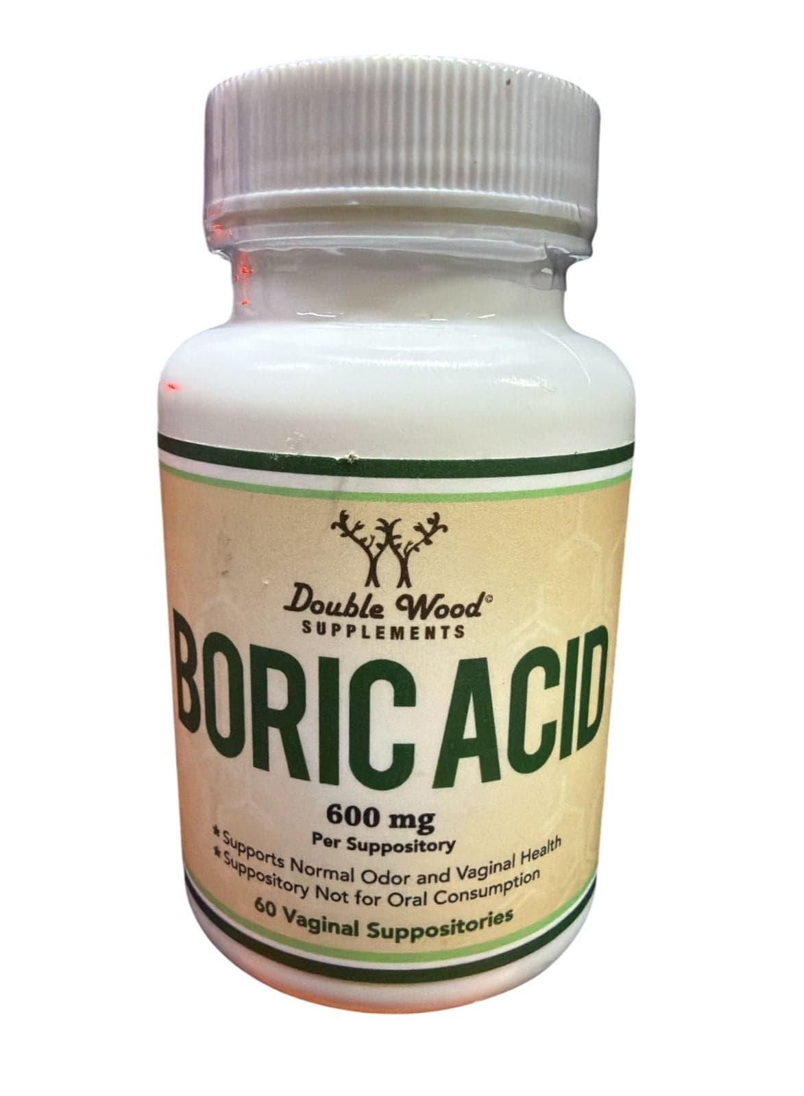 Boric Acid Suppositories (600mg Vaginal Suppository, 60 Count) Supports Vaginal pH Balance, Odor Control (USP Medical Grade Fine Powder, Easy Dissolve, Third Party Tested) by Double Wood