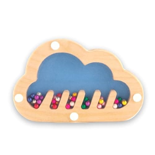 Cots and Cuddles 1pc Wooden Animal Design Rattle for Kids | Safe & Engaging Sensory Toy for Toddlers (Cloud)