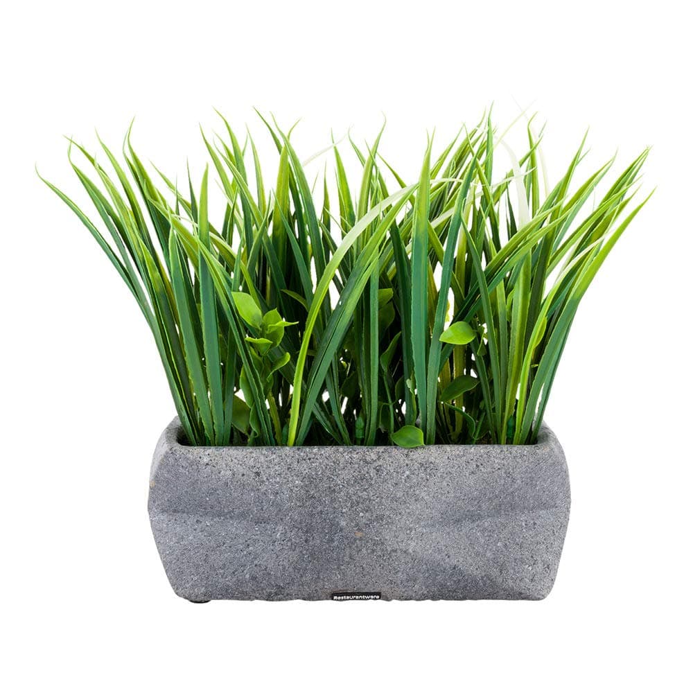 Restaurantware63 x 102 Inch Faux Succulent Arrangement 1 Artificial Succulent In Gravel Concrete Planter Use As Table Or Shelf Decor Centerpiece Plastic Fake Desk Plant Rectangular
