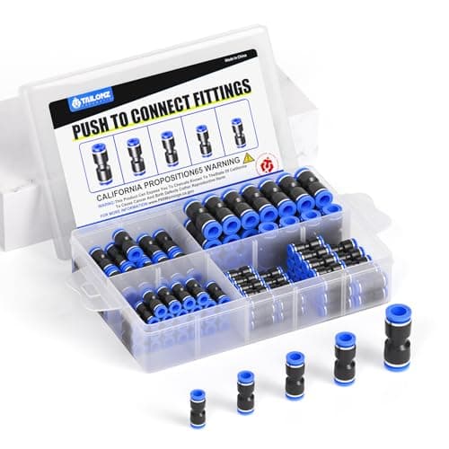 TAILONZ PNEUMATIC 50 pcs Straight Push Connectors Plastic Quick Release Connectors Air Line Fittings for 5/32 1/4 5/16 3/8 1/2Tube (2 Way)