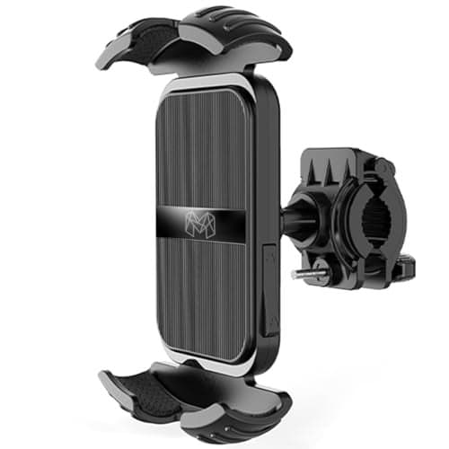 MOOSH Universal Bike Mobile Holder Motorcycle Phone Holder, Handlebar Cellphone Clamp, Scooter Phone Clip for iPhone 16 Pro Max/Plus, 15 Pro Max, S10, S20, More 4.7" to 6.8" Smartphones (Black)